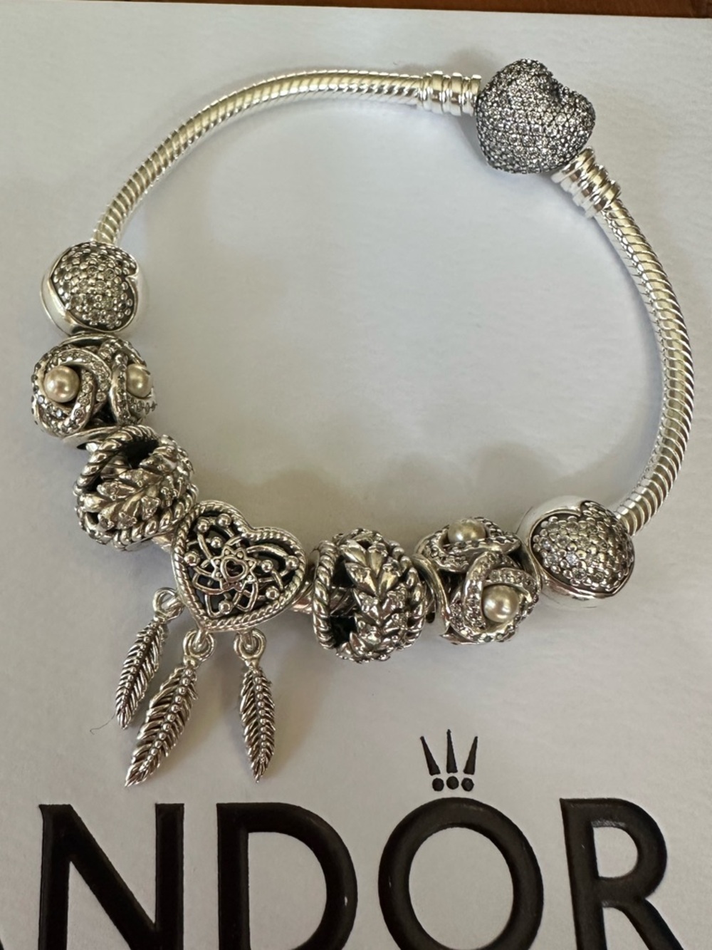 PANDORA Heart Pave Bracelet & Charms